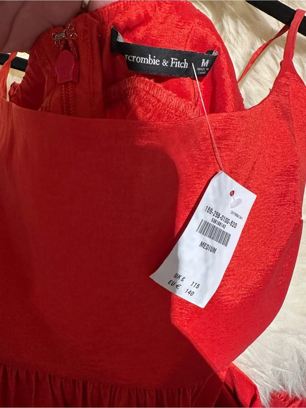 Abercrombie & Fitch Red Spaghetti-Strap Tiered Maxi Dress